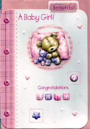 Birth Of Baby Girl Open Card-