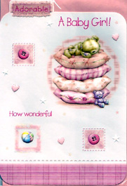 Birth Of Baby Girl Open Card-
