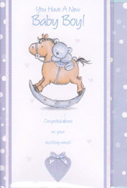 Birth Of Baby Boy Open Card-