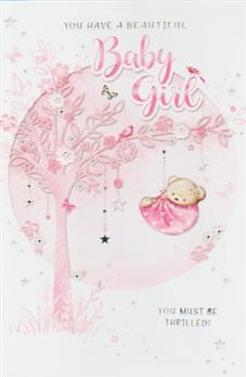 Birth Of Baby Girl Open Card-