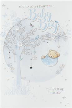 Birth Of Baby Boy Open Card-